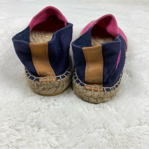 Tory Burch Pink & Navy Blue Canvas Espadrilles - Picture 4 of 8